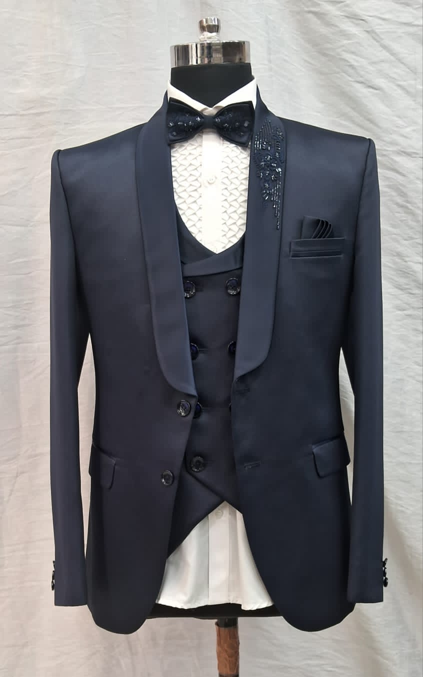 Debonair Blue Tuxedo Suit